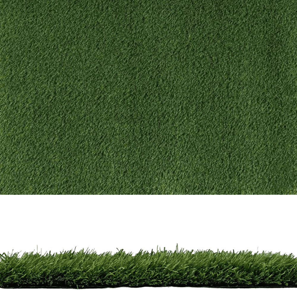 Artificial turf sample showing monofilament and textured fibers