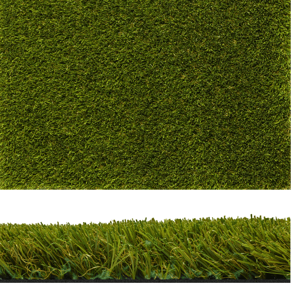 Close-up of 35mm artificial grass with realistic green tones